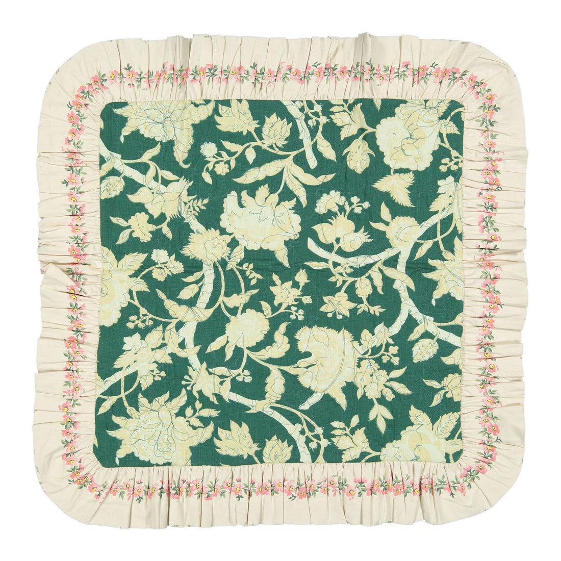 Bojour Autumnal Print Green Quilted Pillow Case