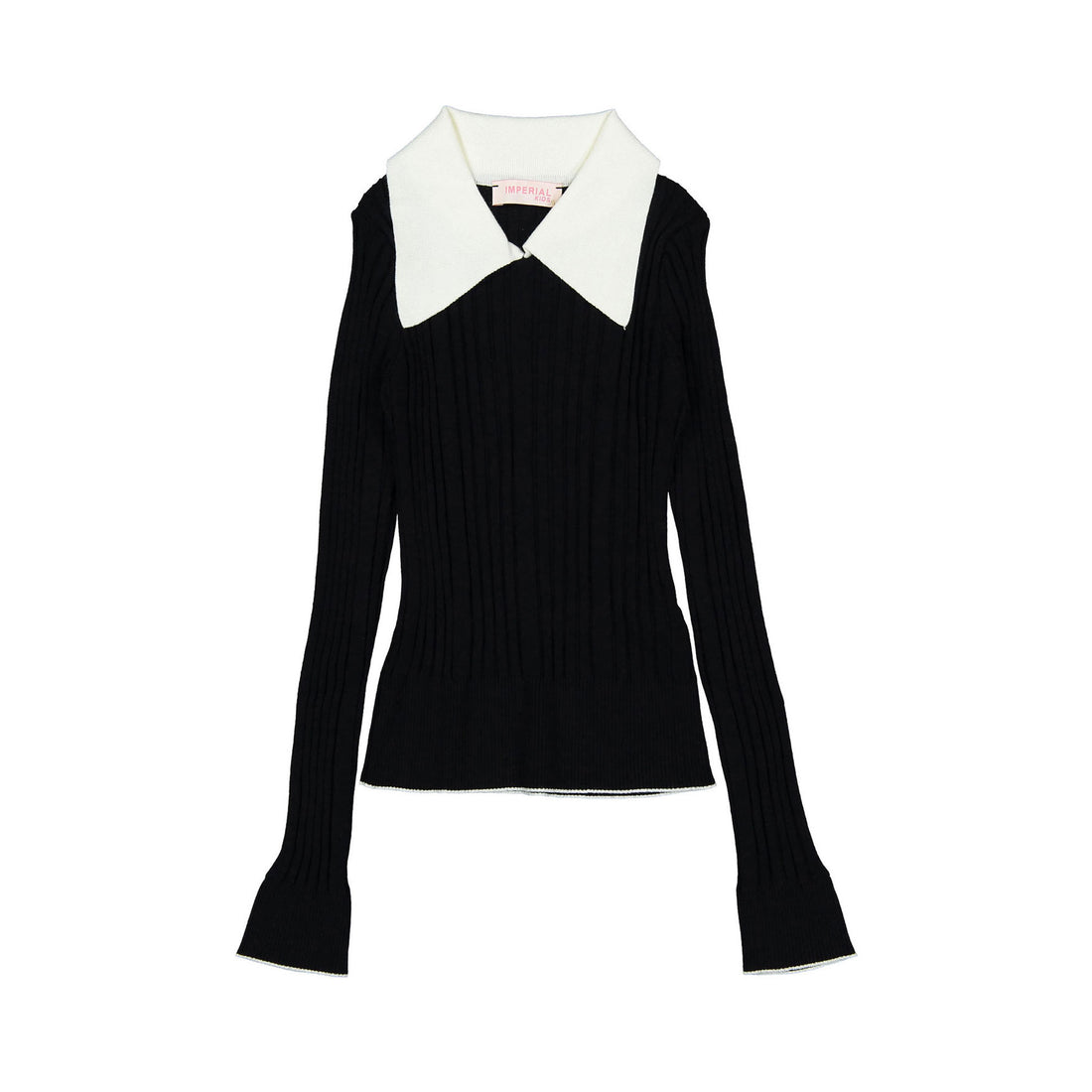 Imperial Black Collared Trimmed Sweater