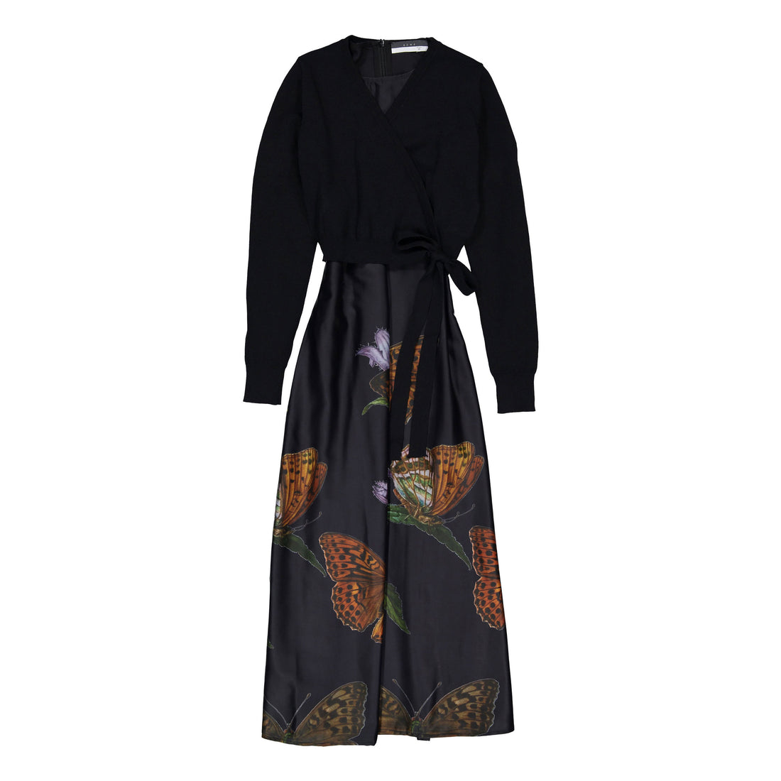 ROWE Butterfly Printed Satin Dress With Knit Overlay Ladida ROWE Butterfly Printed Satin Dress With Knit Overlay Ladida