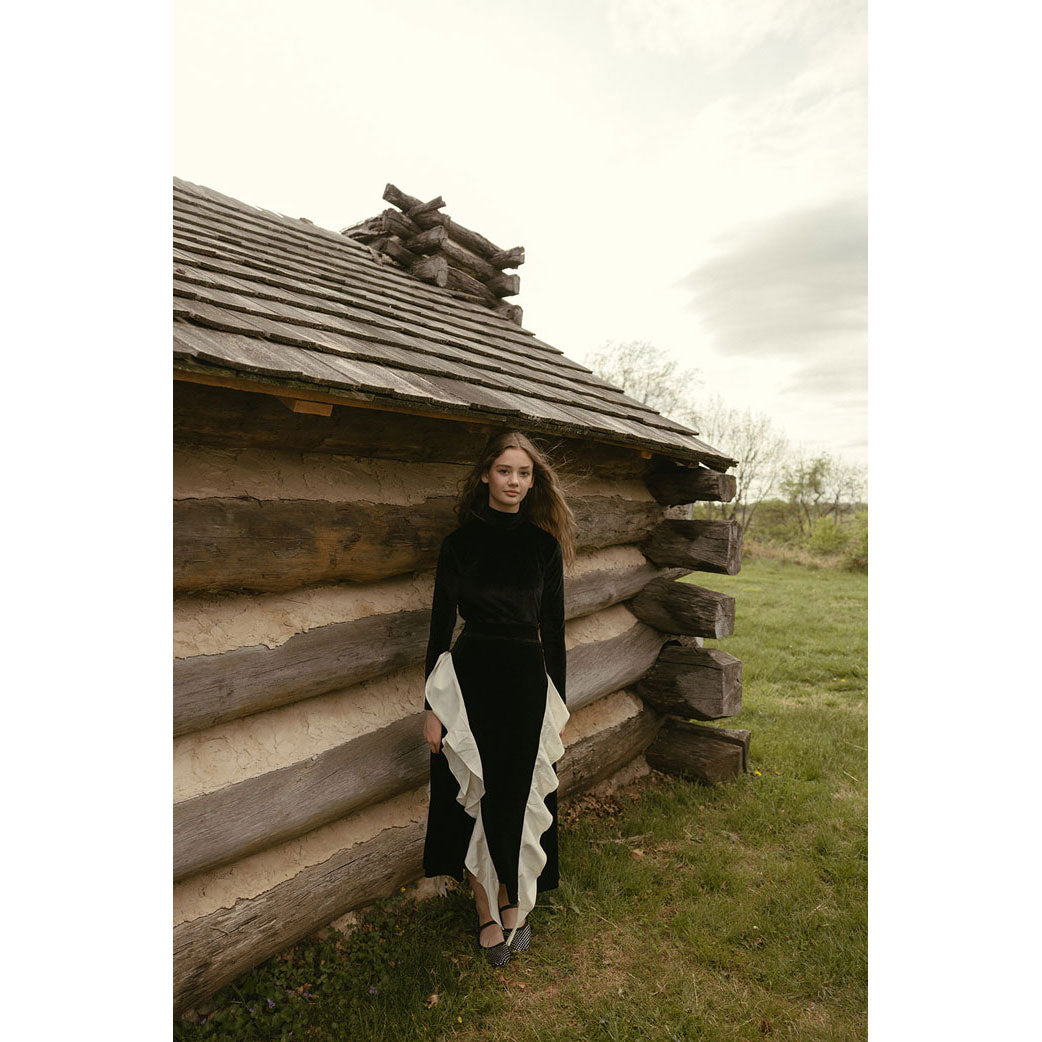 Ava and Lu Black Velvet Ruffle Skirt
