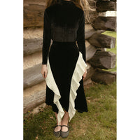 Ava and Lu Black Velvet Ruffle Skirt