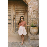 1984 Cream Rose Embroidred Scalloped Skirt