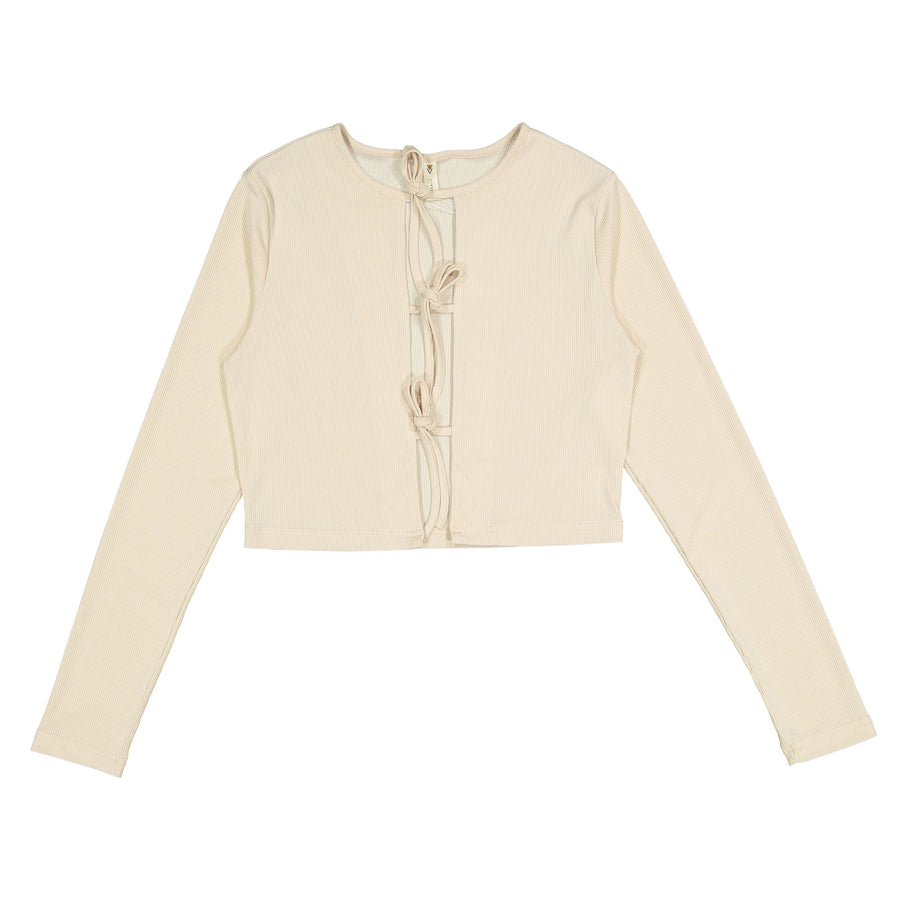 Ava and Lu Beige Bow Cardigan