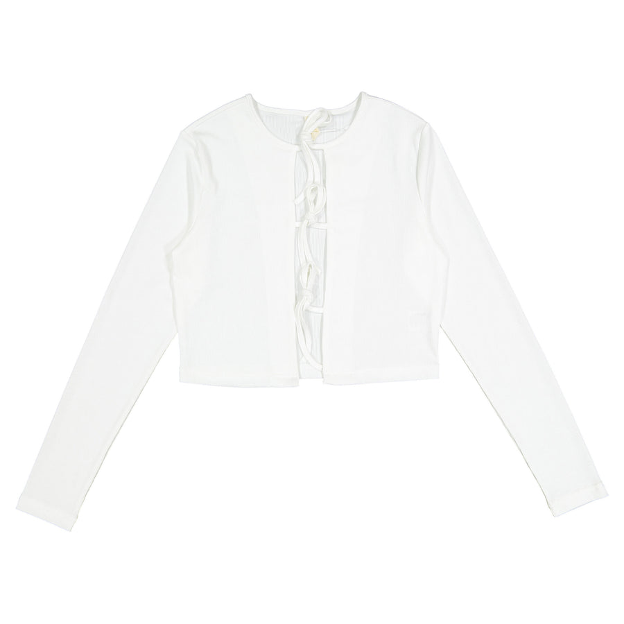 Ava and Lu White Bow Cardigan