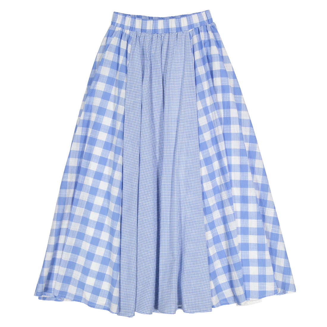 Ava and Lu Blue Checked Maxi Skirt