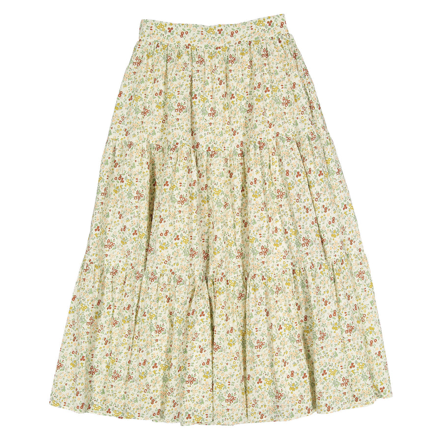 Ava and Lu Multi Floral Tiered Maxi Skirt