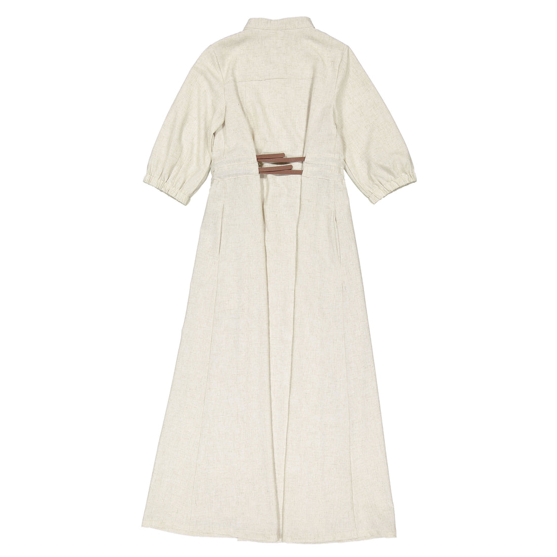 Ava and Lu Beige Linen Belted Dress
