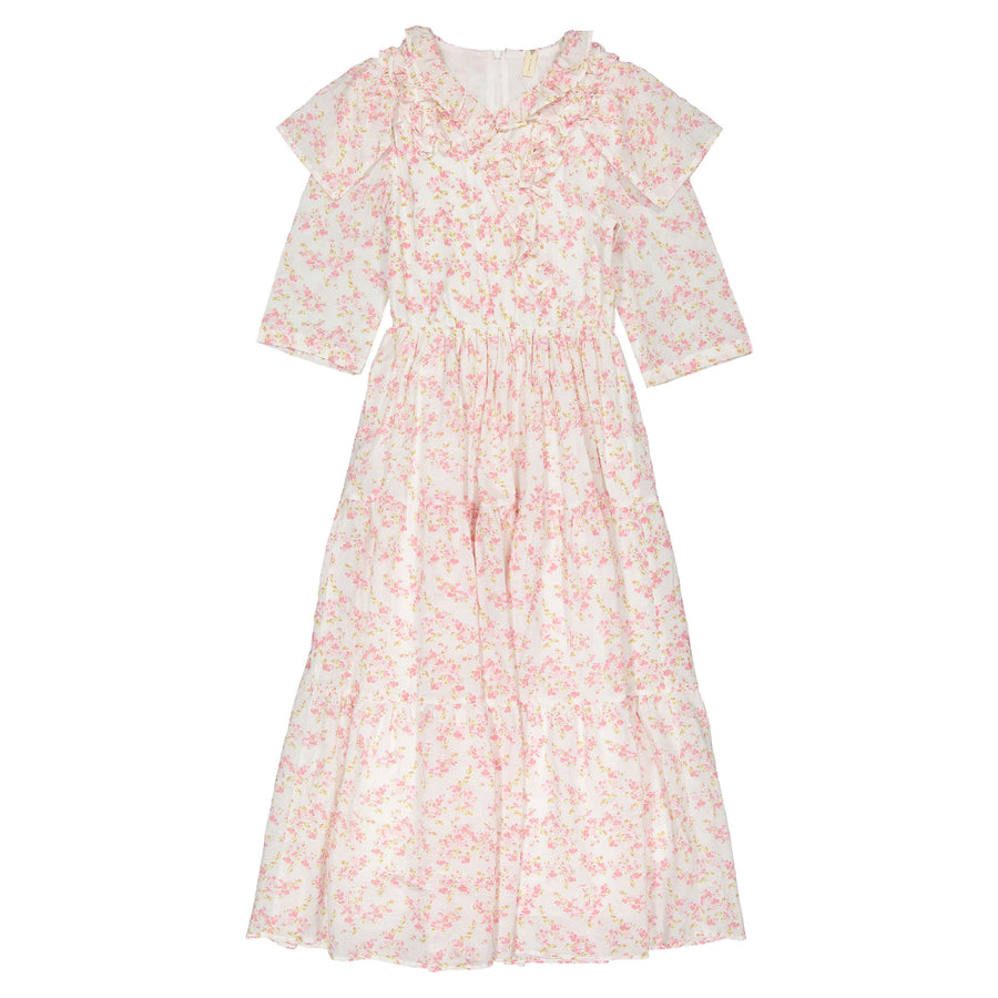 Ava and Lu Pink Painted Floral Maxi Dress