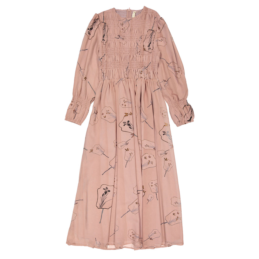 Ava and Lu Mauve Floral Chiffon Dress