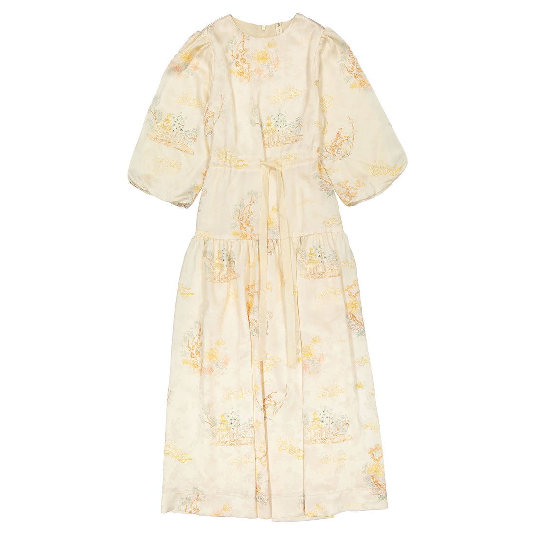 Ava and Lu Cream Silky Designed Maxi Dress