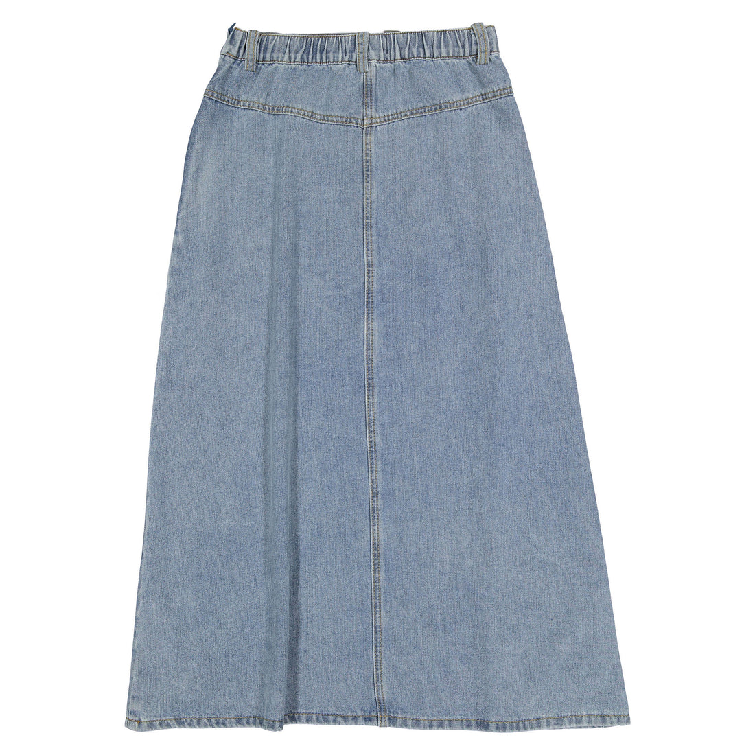 Ava Jeans Washed Blue Denim Belted Skirt