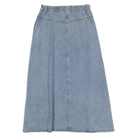 Ava Jeans Washed Blue Denim Belted Skirt