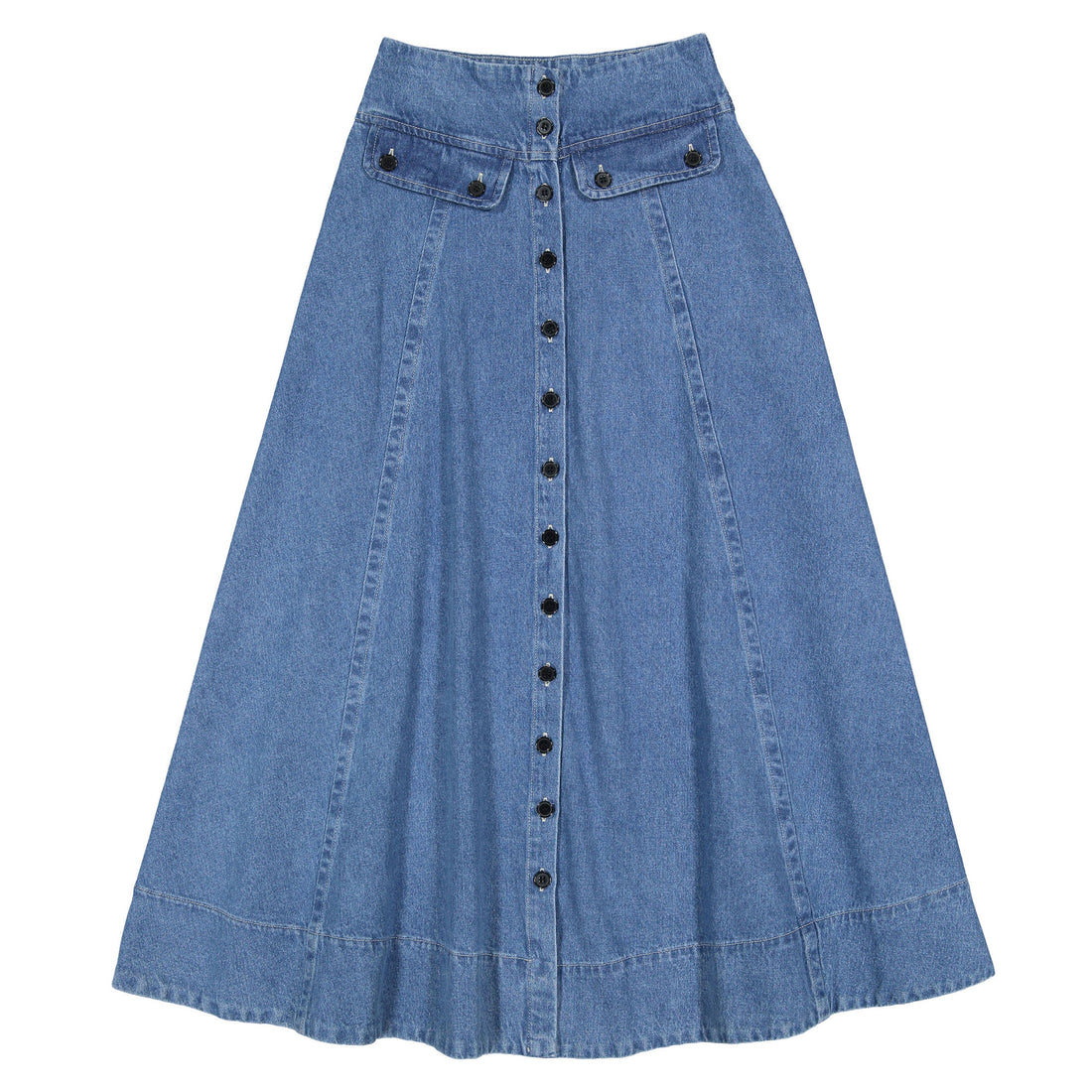 Ava Jeans Blue Denim Button Down Skirt
