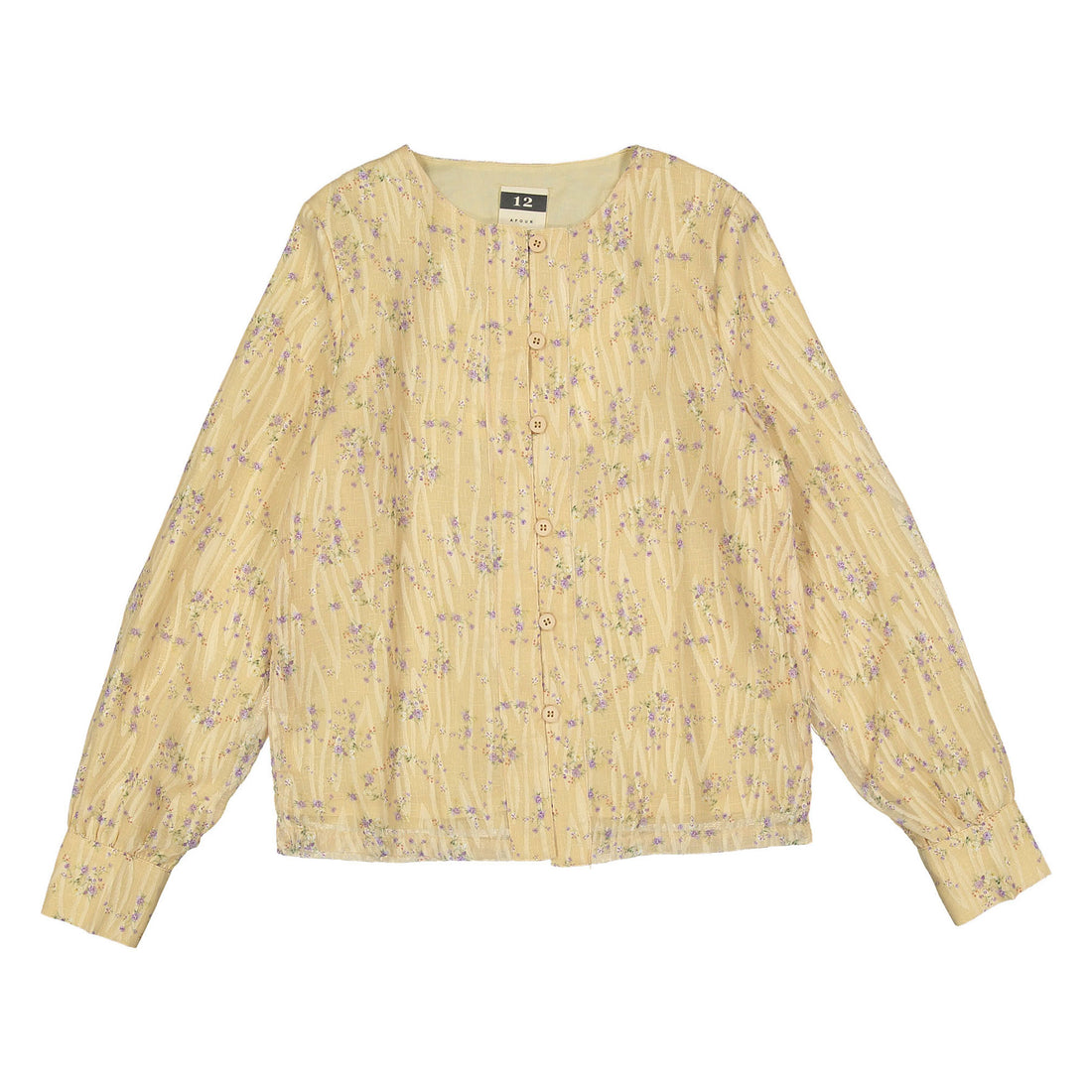 A4 Beige Floral Button Down Blouse