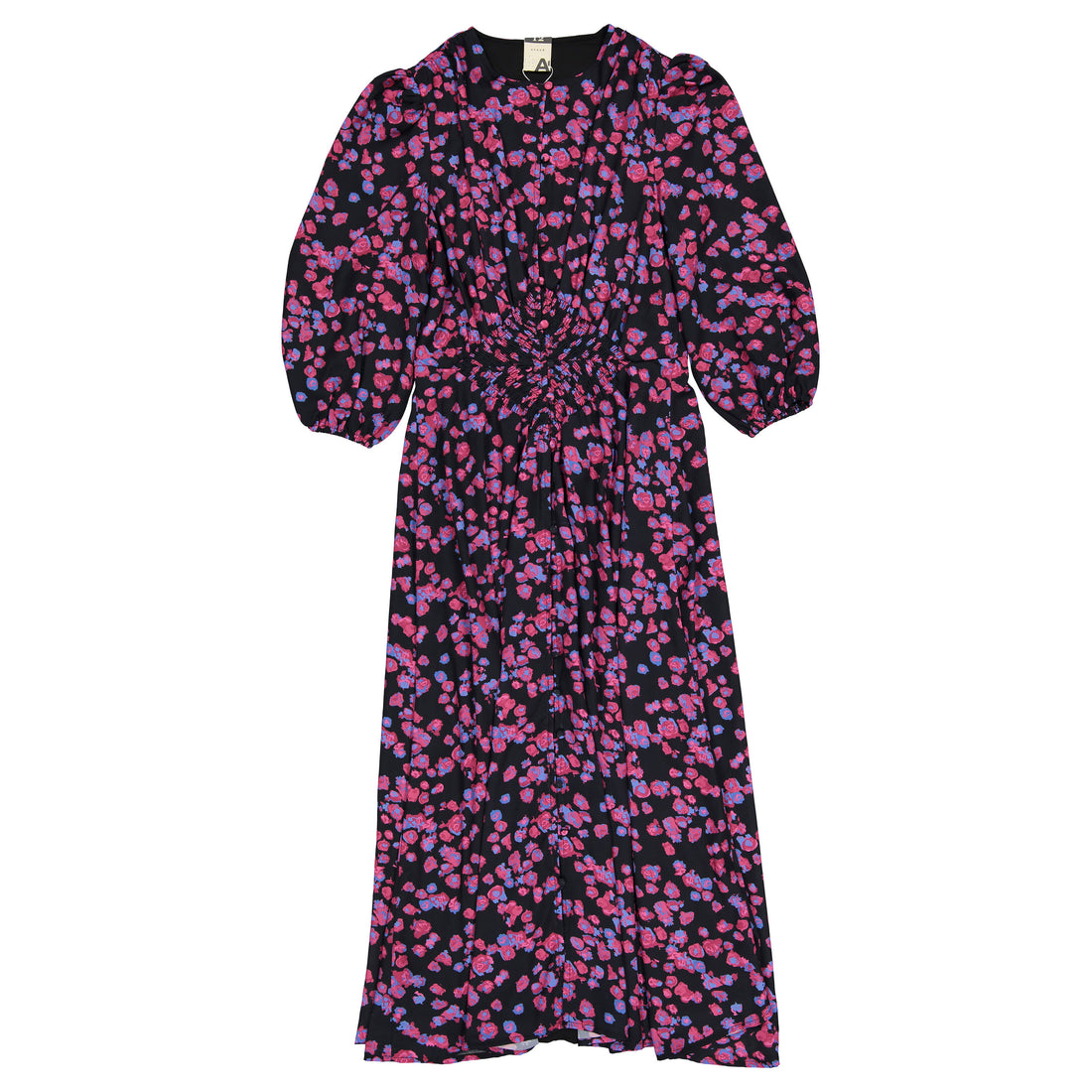 A4 Fuschia Floral Button Down Dress