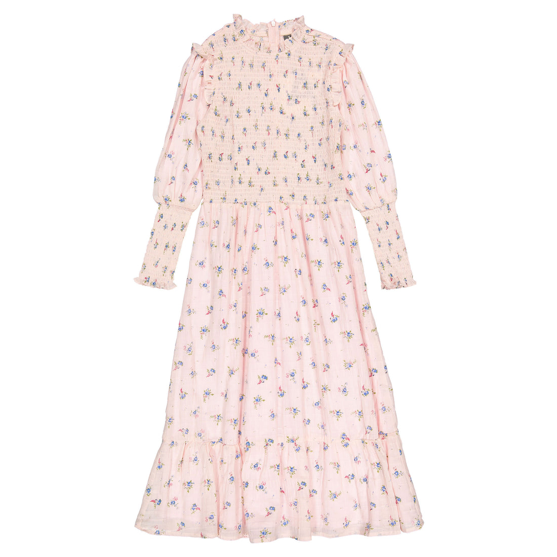 A4 Pink Smocked Floral Clusters Dress
