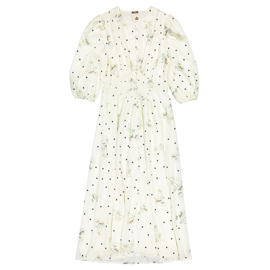 A4 Cream Polka Dot Button Down Dress