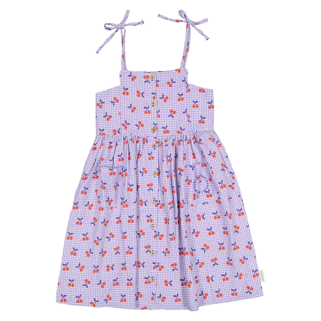 Piupiuchick Purple/White Cherry Print Long Dress