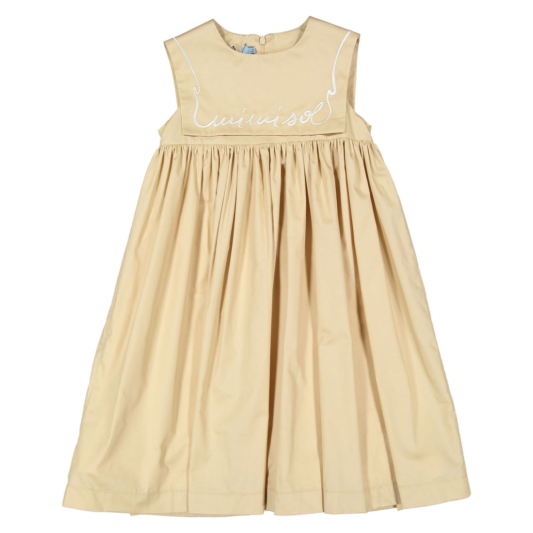 Mimisol Beige Embroidered Cotton Long Dress