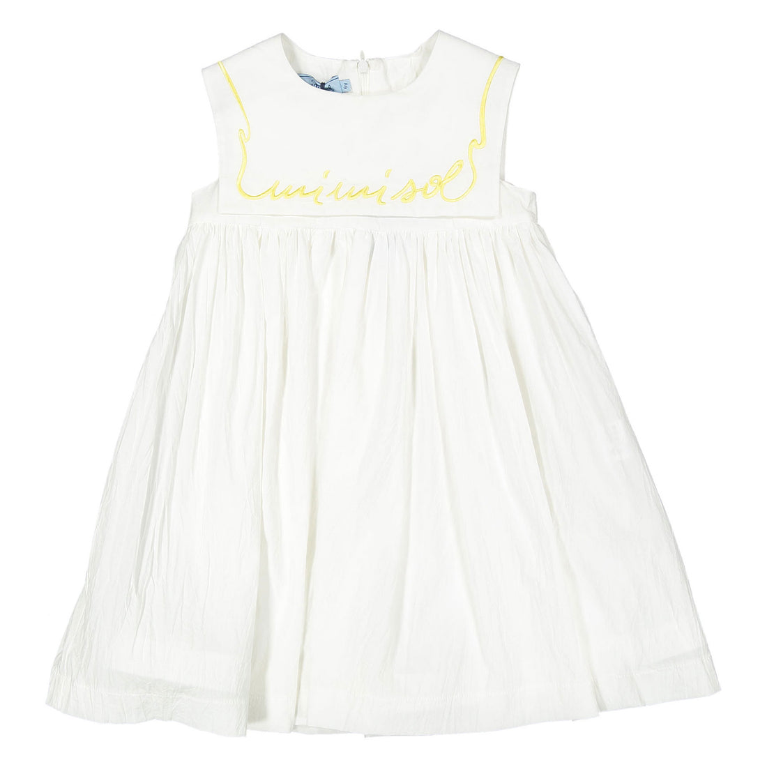 Mimisol Cream Embroidered Cotton Dress