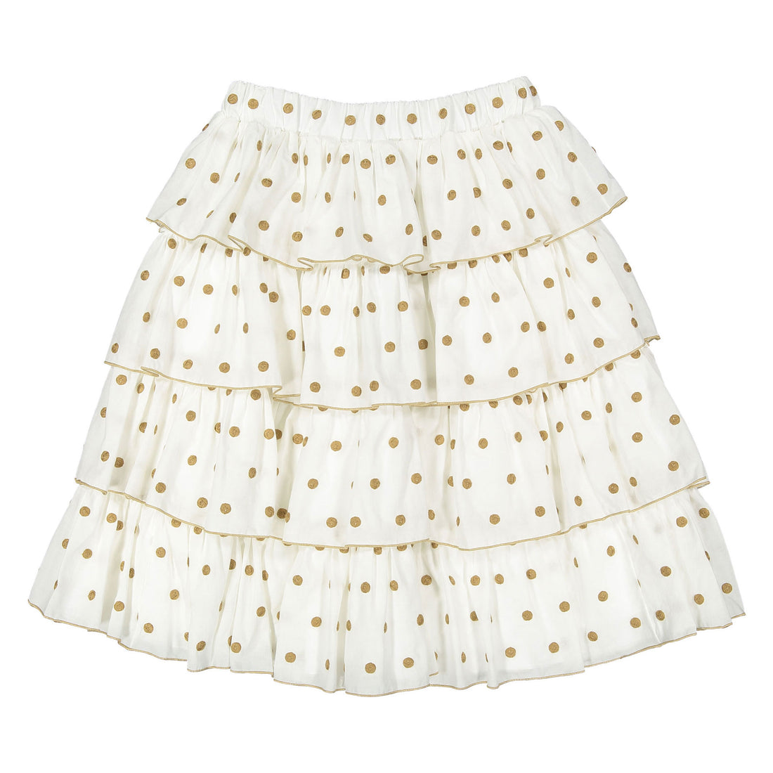 Mimisol Beige Polka Dot Flounce Long Skirt