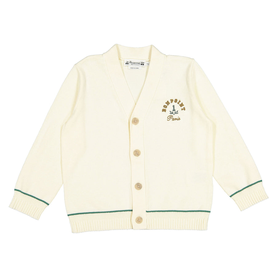 Bonpoint White Ermin Cardigan