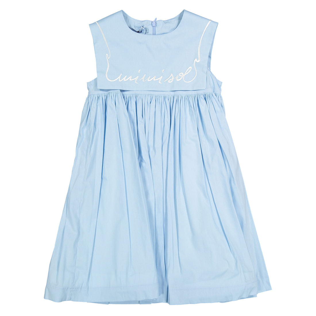 Mimisol Light Blue Embroidered Cotton Dress