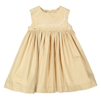 Mimisol Beige Embroidered Cotton Dress
