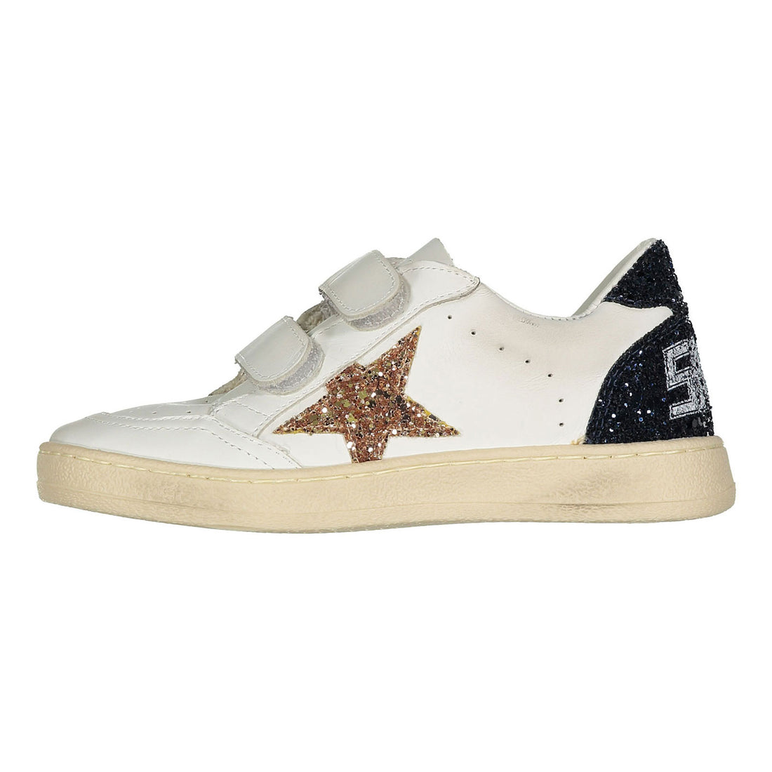 Golden Goose White/Gold/Blue Ballstar Strap Sneaker