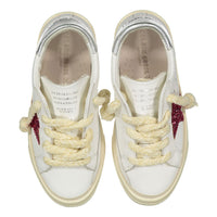 Golden Goose White/Fuchsia/Silver May Leather Sneaker