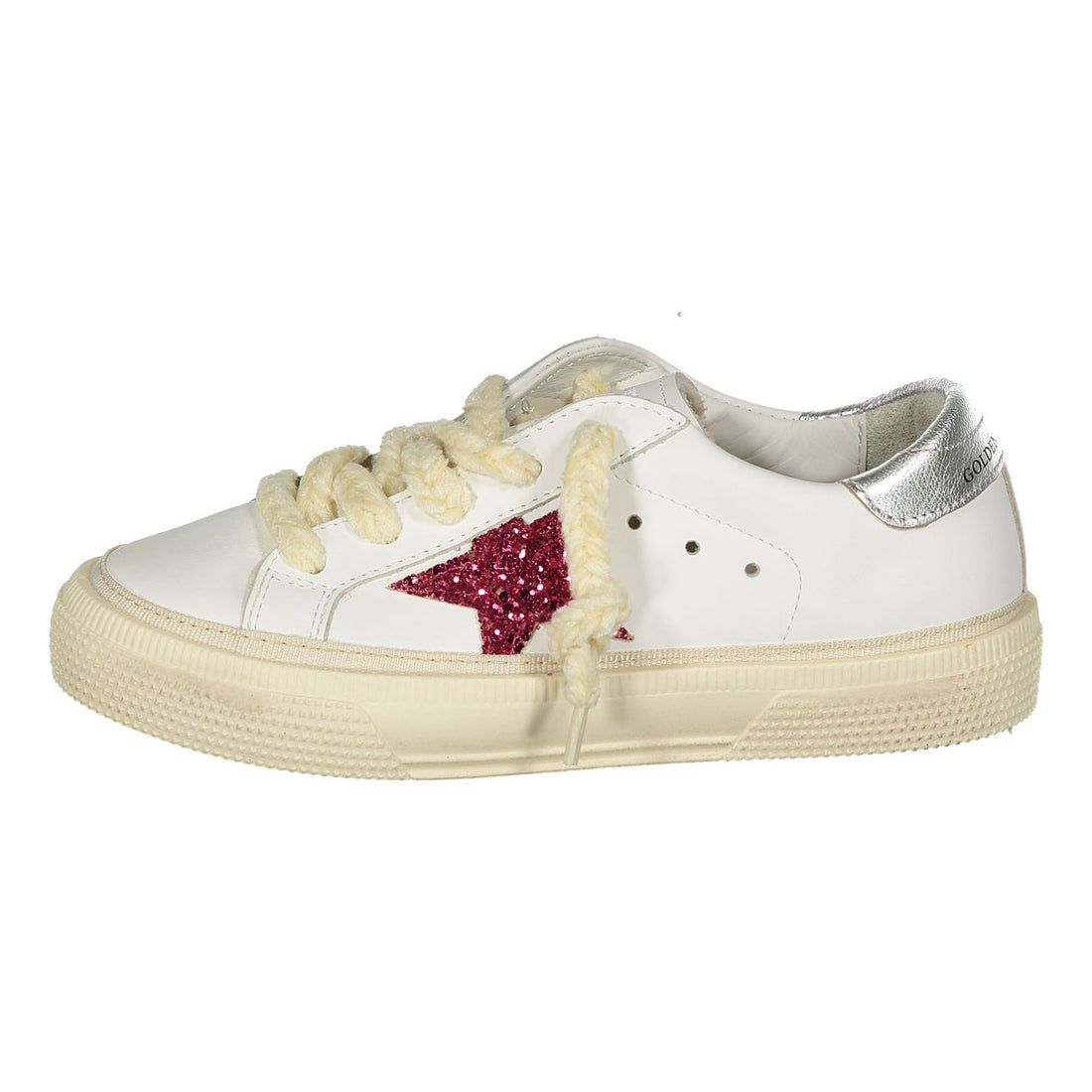 Golden Goose White/Fuchsia/Silver May Leather Sneaker