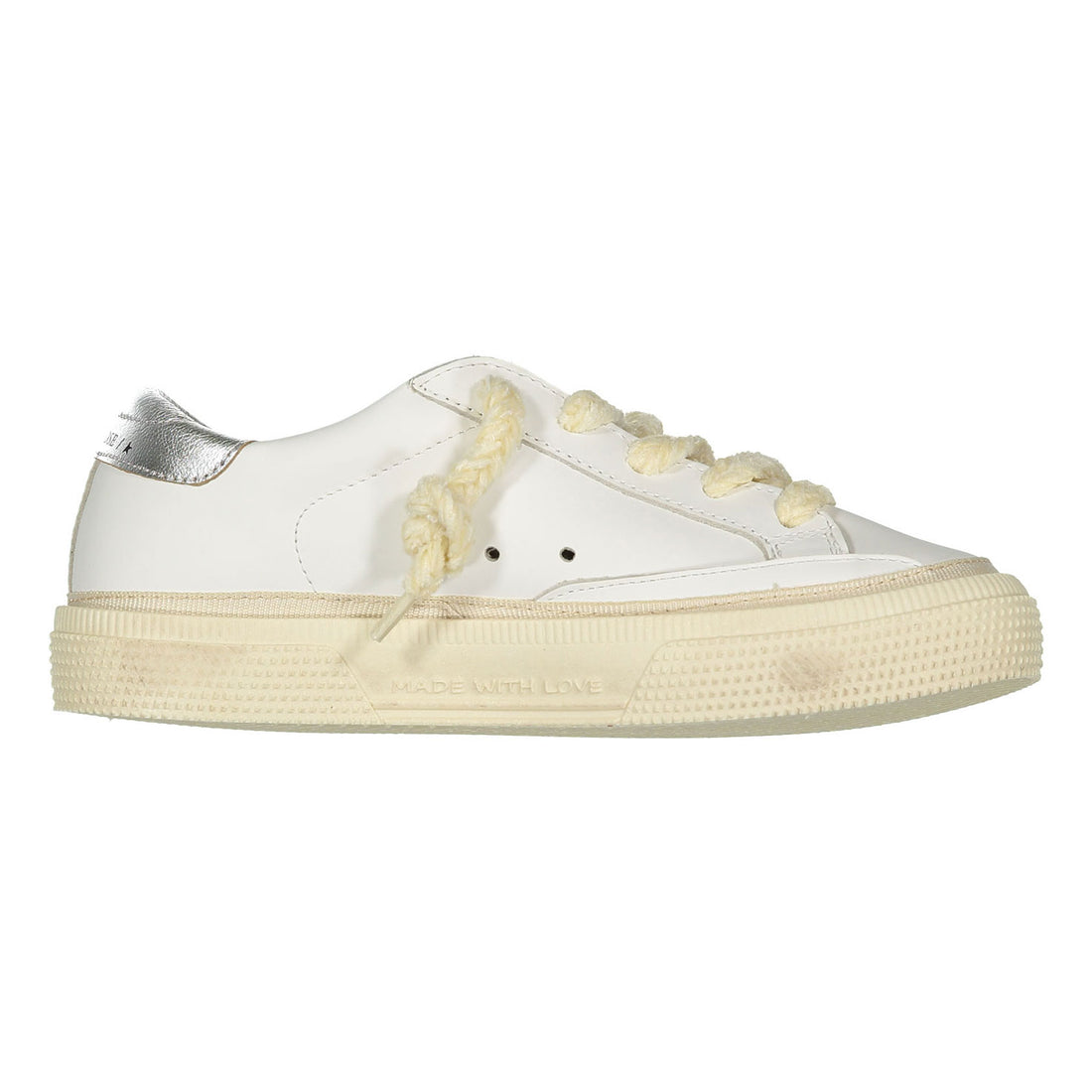 Golden Goose White/Fuchsia/Silver May Leather Sneaker