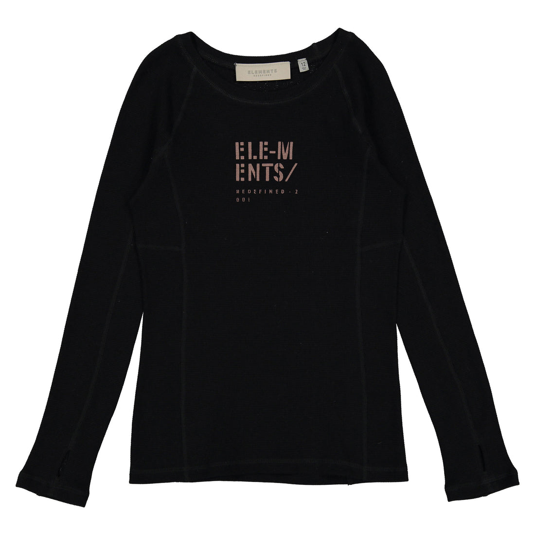 ELEMENTS Black Stamped Waffle Tee