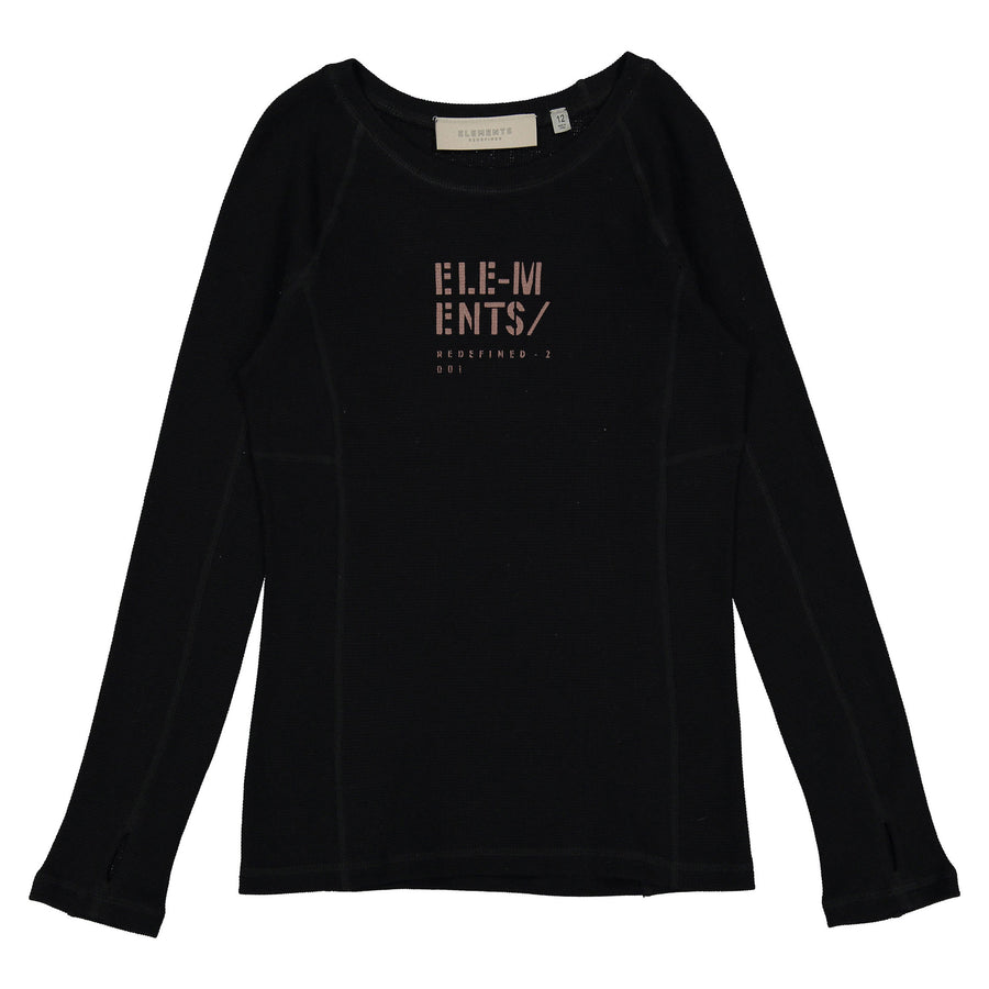 ELEMENTS Black Stamped Waffle Tee