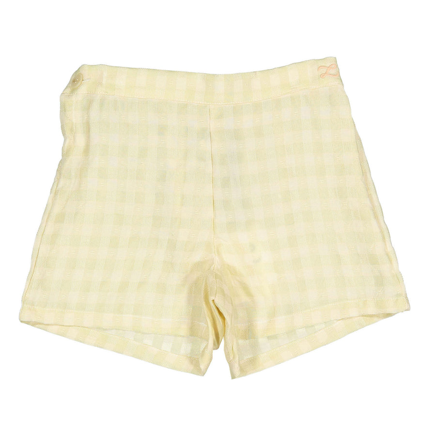 L by Ladida Yellow Check Side Button Shorts