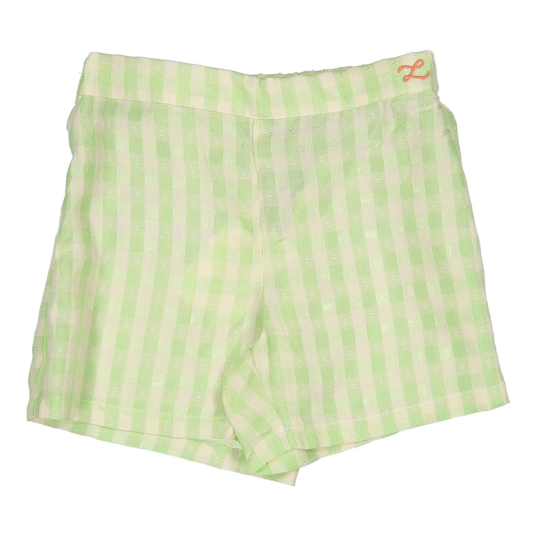 L by Ladida Lime Check Side Button Shorts