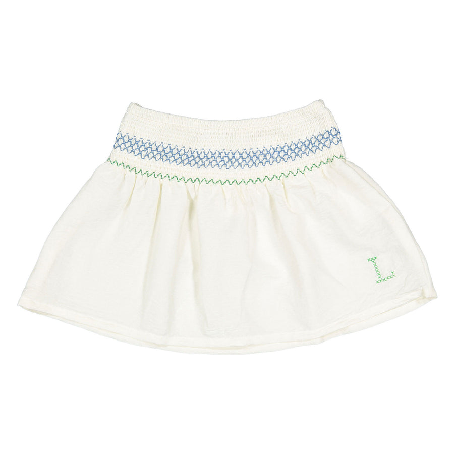 L by Ladida White Smocked Skirt