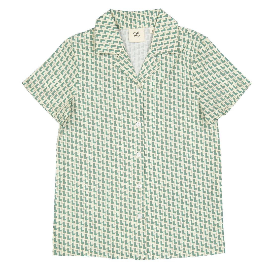 L by Ladida Green Logo Printed Grandpa Shirt