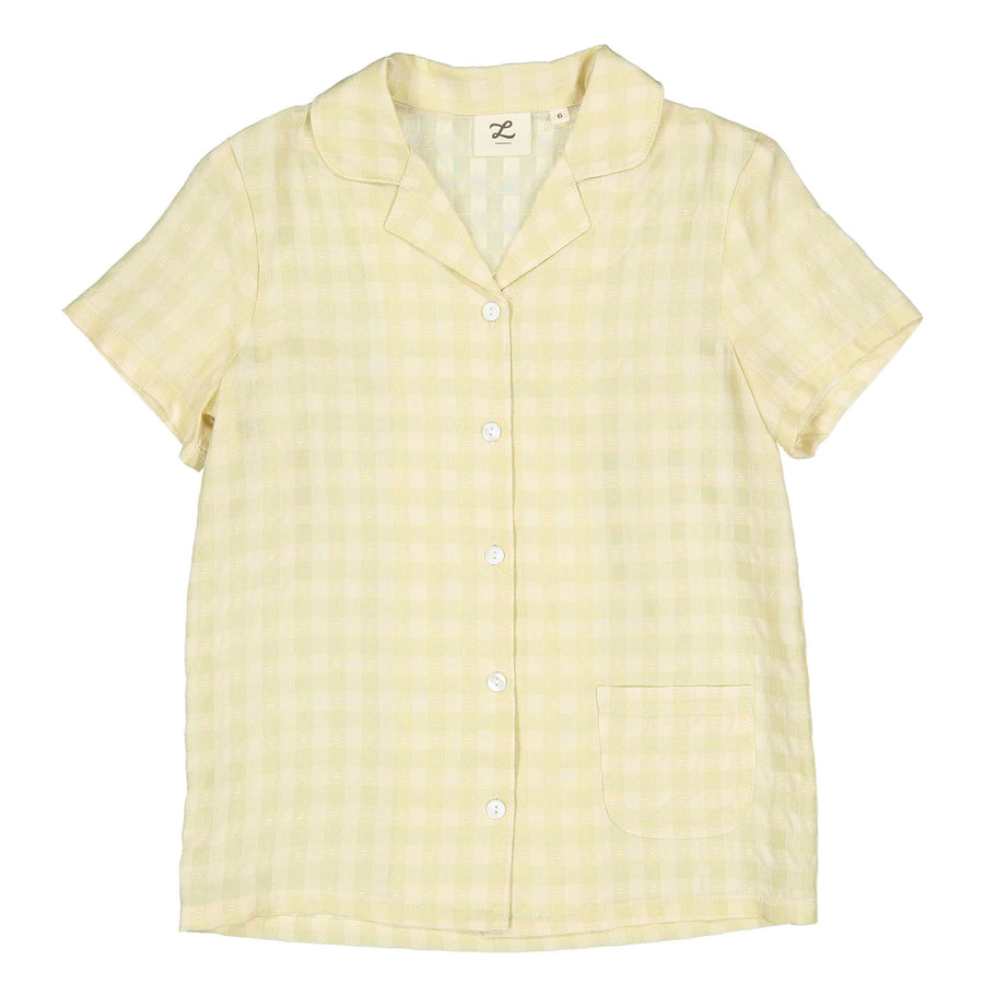 L by Ladida Yellow Check Grandpa Shirt