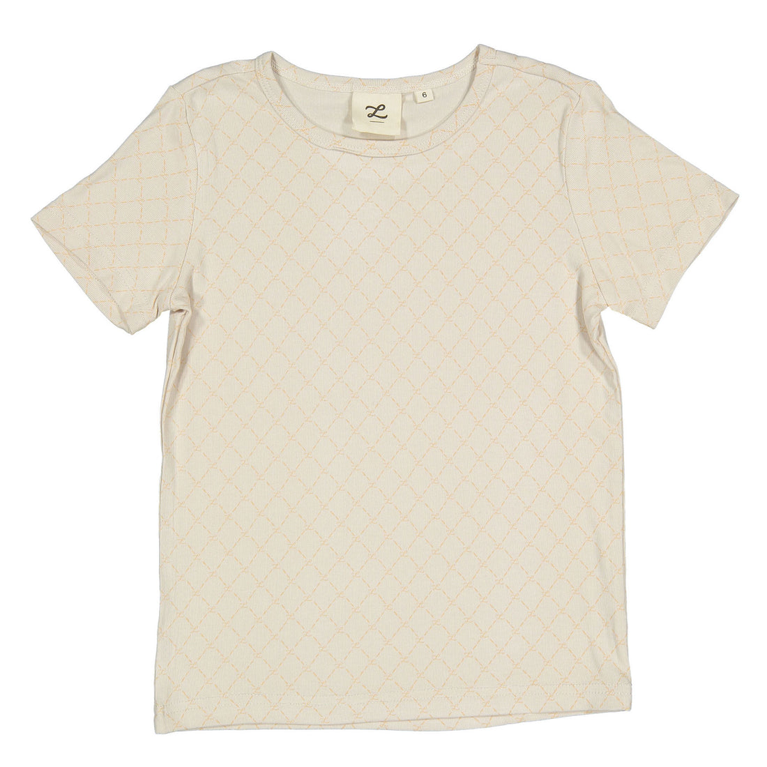 L by Ladida Beige Logo Grid Short Sleeve Tee