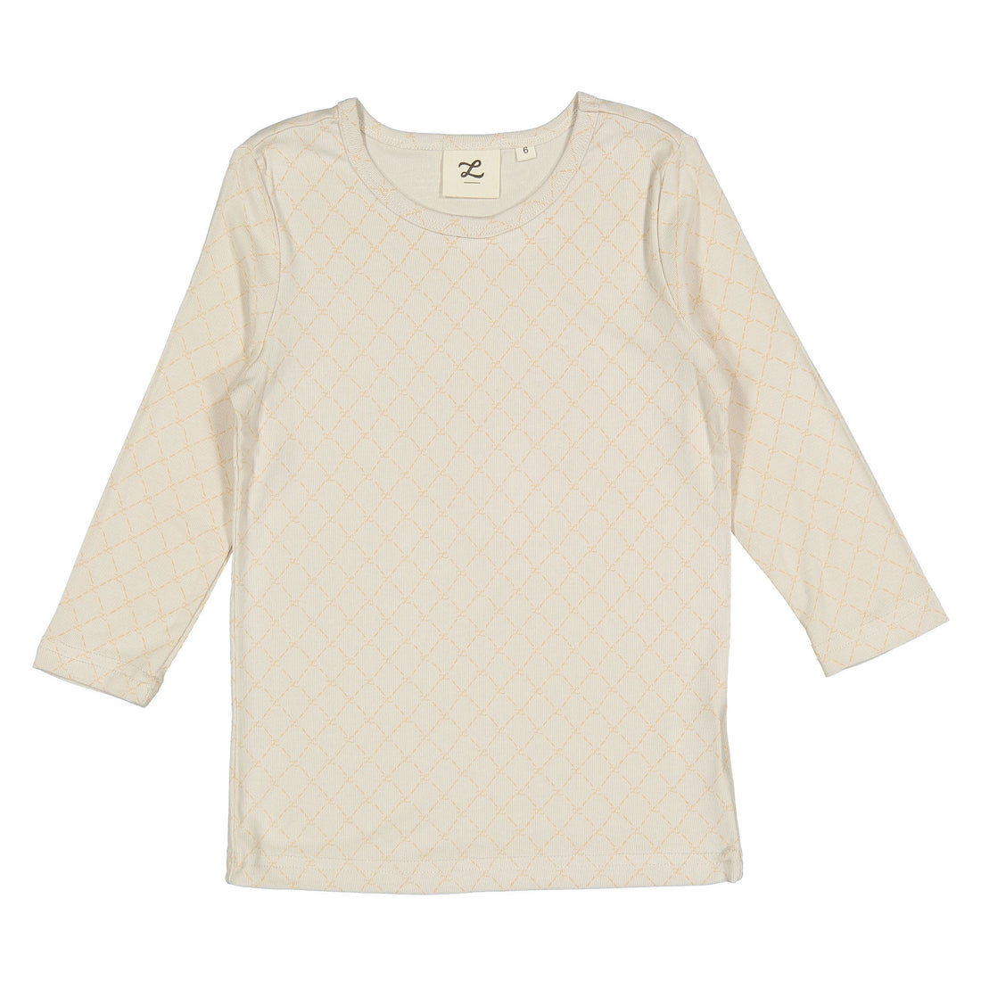 L by Ladida Beige Logo Grid 3/4 Sleeve