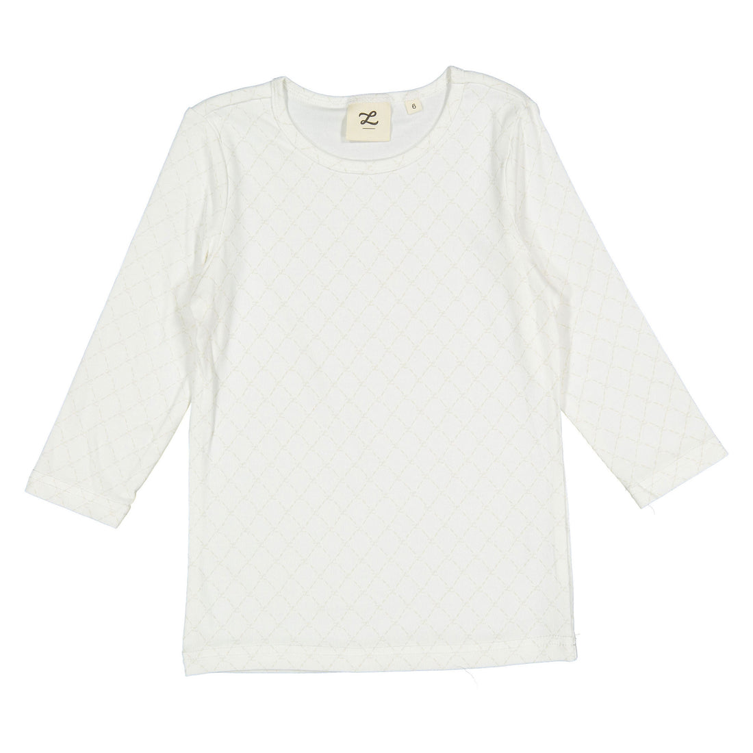 L by Ladida White Logo Grid 3/4 Sleeve Tee
