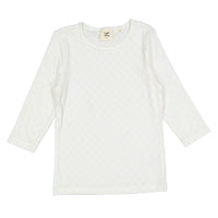 L by Ladida White Logo Grid 3/4 Sleeve Tee