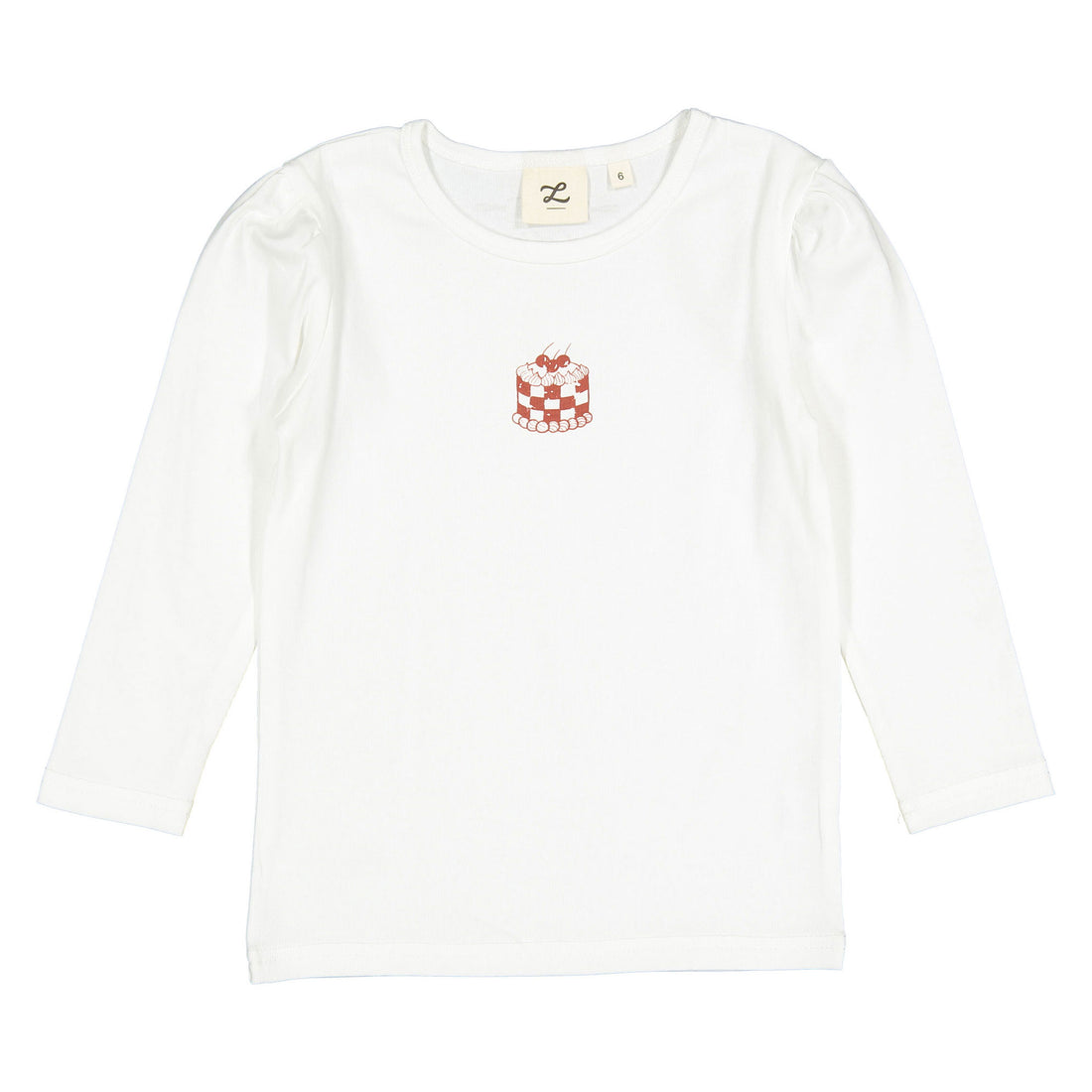 L by Ladida White 3/4 Sleeve Cake Logo Tee
