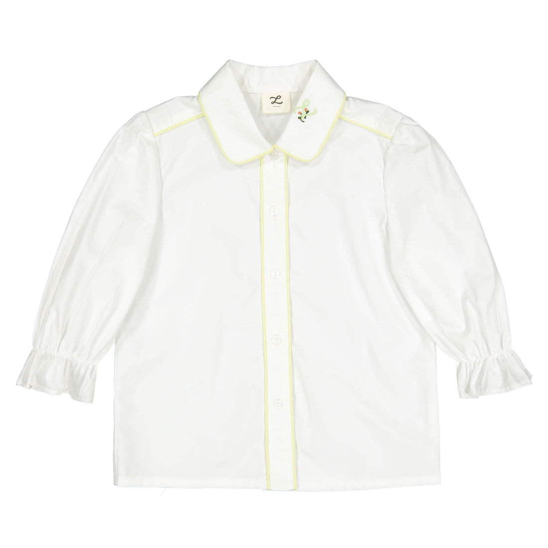 L by Ladida White Piping 3/4 Sleeve Blouse