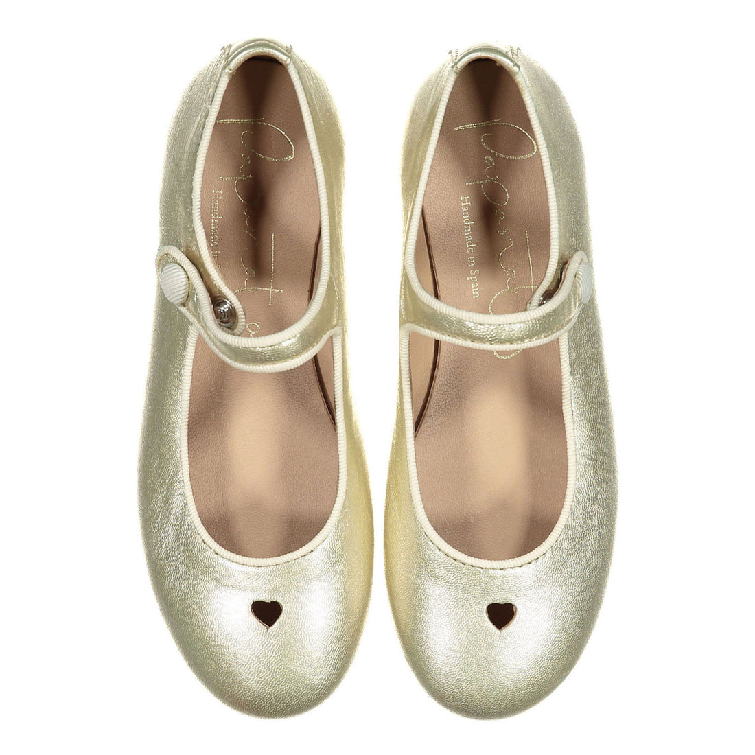 Papanatas Gold Heart Detail Mary Janes
