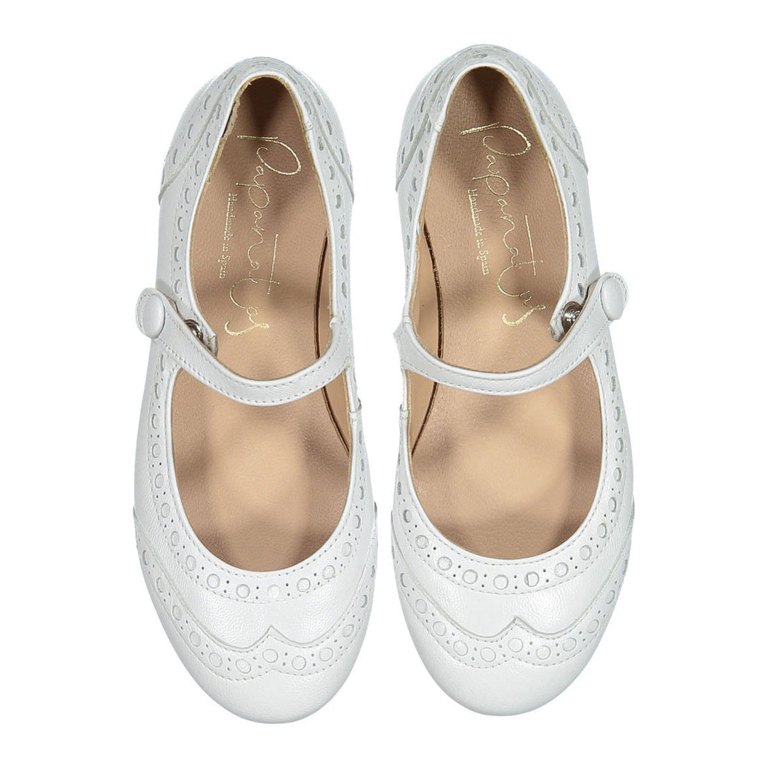 Papanatas White Wing Tip Mary Janes