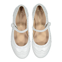 Papanatas White Wing Tip Mary Janes