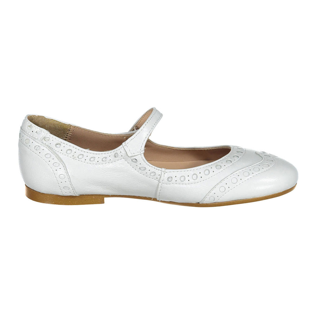 Papanatas White Wing Tip Mary Janes
