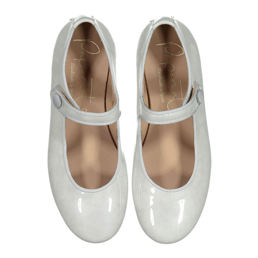 Papanatas Smoke Patent Leather Button Mary Janes